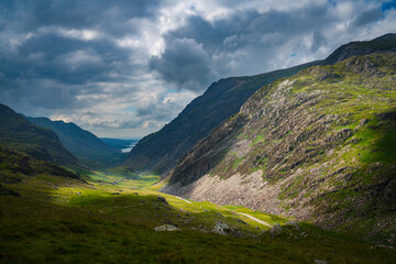 Beautiful light cast in Snowdonia National Park in Northern Wales
