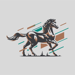 Muscular steed horse. 