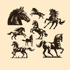 Horses in different poses