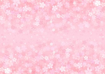 中心から桜の花が上下に広がる横長の背景イラスト vol.02