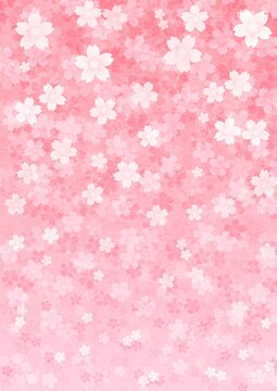 桜の花が一面に咲く縦長の背景イラスト vol.01