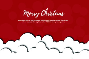 Christmas themed background design, in red with snowy background. with text.