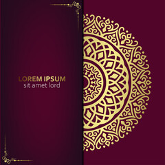 Luxury gold mandala ornate background for wedding invitation, book cover with mandala element style premium vector