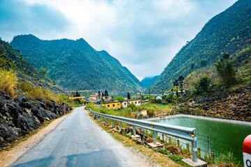 Fototapeta na wymiar Street view in Ha Giang highland, Vietnam