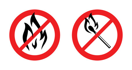 Flammable sign - crossed match and camp fire 