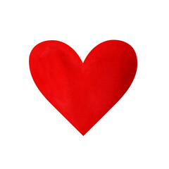 Bright watercolor image of gradient red heart isolated on white background. Symbol of love on St. Valentine's day. Hand drawn decorative element in shape of heart for scrapbooking