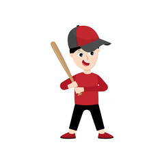 Kids playing Baseball Vector Illustration