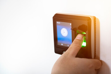 Take close-up pictures of the finger scanner on the fingerprint reader. The concept of data security or data access control