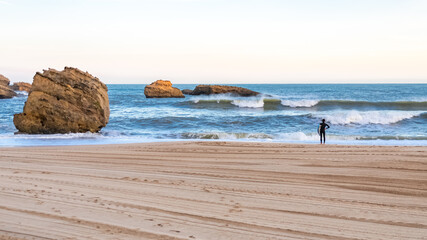 Biarritz in France, panorama of the beach - obrazy, fototapety, plakaty