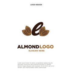 Fototapeta premium almond letter e logo vector icon symbol design