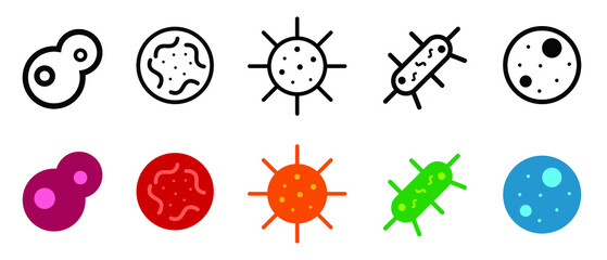 COVID-19 Corona virus, bacteria, amoeba flat vector icon illustration