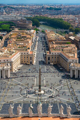 Fototapeta na wymiar Vertical view of Saint Peter square and Via Della Conciliazione street in Vatican. Italy