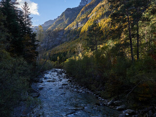 Views on the Ordesa Valley hiking route, Aragonese Pyrenees, Spain