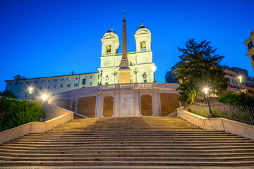 Fototapeta na wymiar Trinita dei Monti church near the Spanish Steps in Rome, Italy