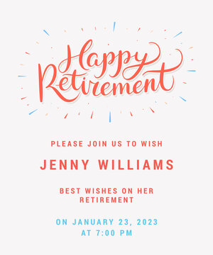 Retirement party invitation. Vector lettering.