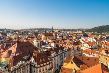 Naklejka na ściany i meble Top rooftop panoramic view of Prague. Czech republic