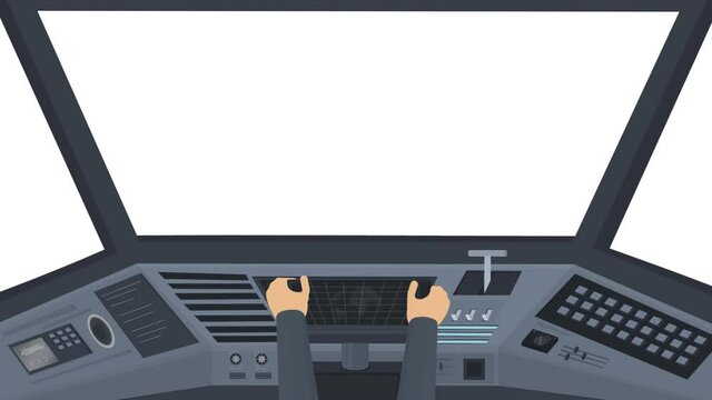 Dashboard. Animation of the spacecraft control panel, alpha channel. Cartoon