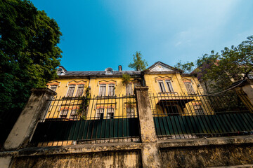 old yellow house at Ha Noi city, Viet Nam