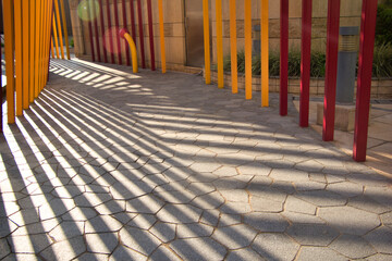 Kowloon, Hong Kong - 10.12.2020 : colorful modern style archway at public park in Yau Tong