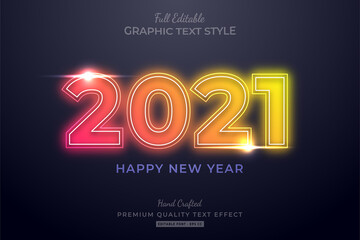 2021 Happy New Year Neon Editable Text Effect Font Style