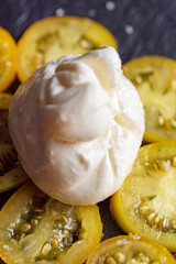 homemade burrata cheese on plate