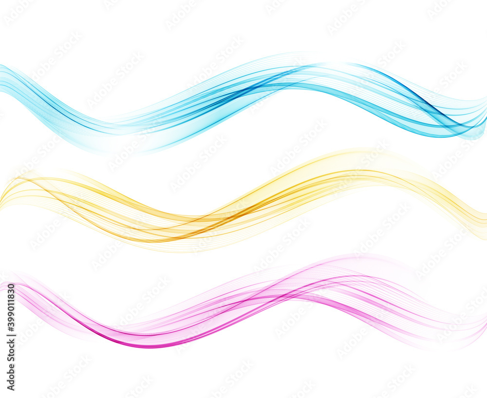 Leinwandbilder set of color abstract wave design element