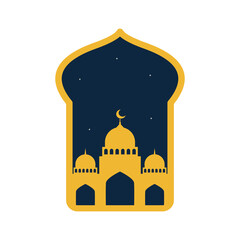 Ramadan kareem with Mosque flat illustration