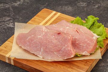 Raw pork steak for cooking