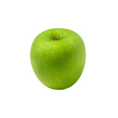 A green apple on a white background.