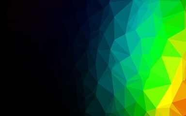 Dark Multicolor, Rainbow vector shining triangular background.
