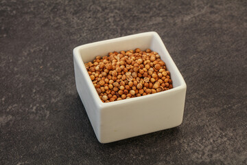 Coriander seeds in the bowl