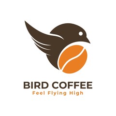Creative Modern Bird Coffee Logo. Vector Simple Luxury Initial Design