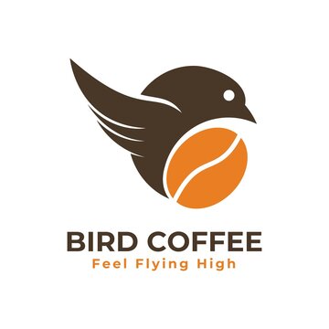 Creative Modern Bird Coffee Logo. Vector Simple Luxury Initial Design