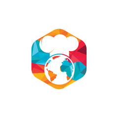 Global chef vector logo design. Cooking planet vector logo design  template.