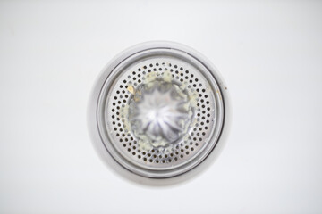 Steel citrus juicer isolated on a white table