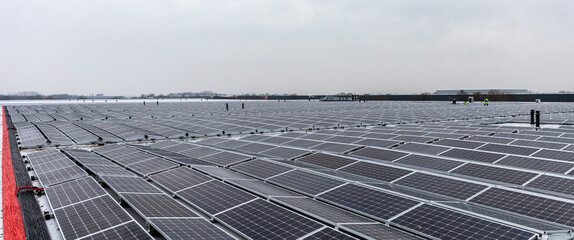 A rooftop solar power plant installation
