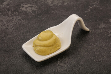 Dijon mustard sauce in the bowl