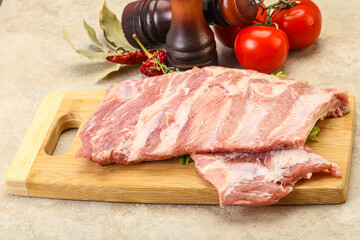 Raw pork ribs for cooking