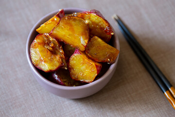 Deep-fried Sugar Glazed Sweet Potato Wedges