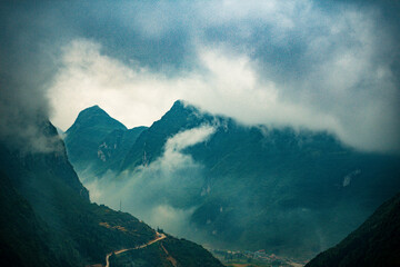Beautiful landscape of Mountain and  ethnic minority villages in Dong Van, Ha Giang