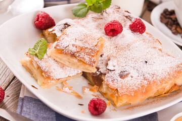 Bougatsa - Greek puff pastry with cream.
