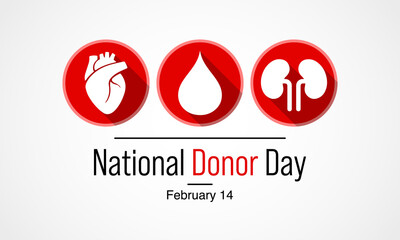 Vector illustration on the theme of National Organ Donor day observed each year on February 14th.