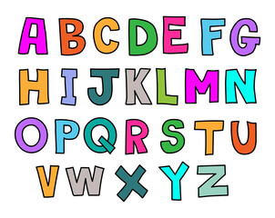 Colorful handwritten abc alphabet letters vector illustration