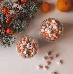 New Year's cocoa with marshmallows