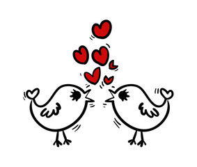 Birds Love Valentines Day -Concept Illustration