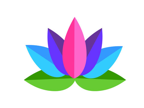 Lotus flower, logo, sign. Vector flat flower icon. Minimalistic image on an isolated background.