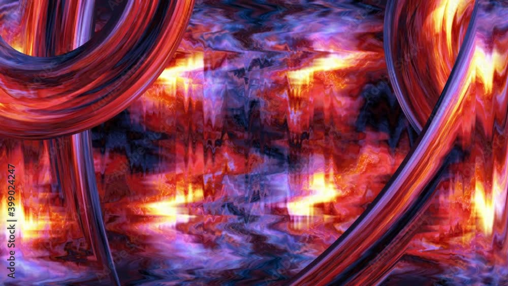 Poster grunge colorful abstract tech motion background with complex geometric shapes. 4k 3d seamless loopin