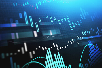 Blue stock market graph background