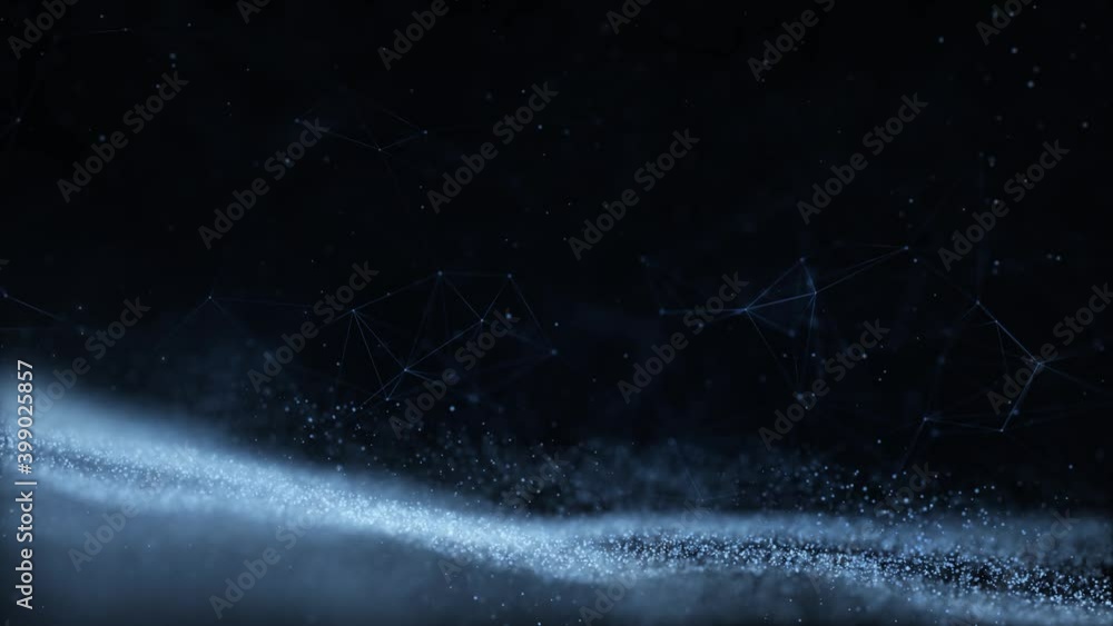 Poster abstract blurry waves, dots and lines motion graphic. concept technology and science copy space anim