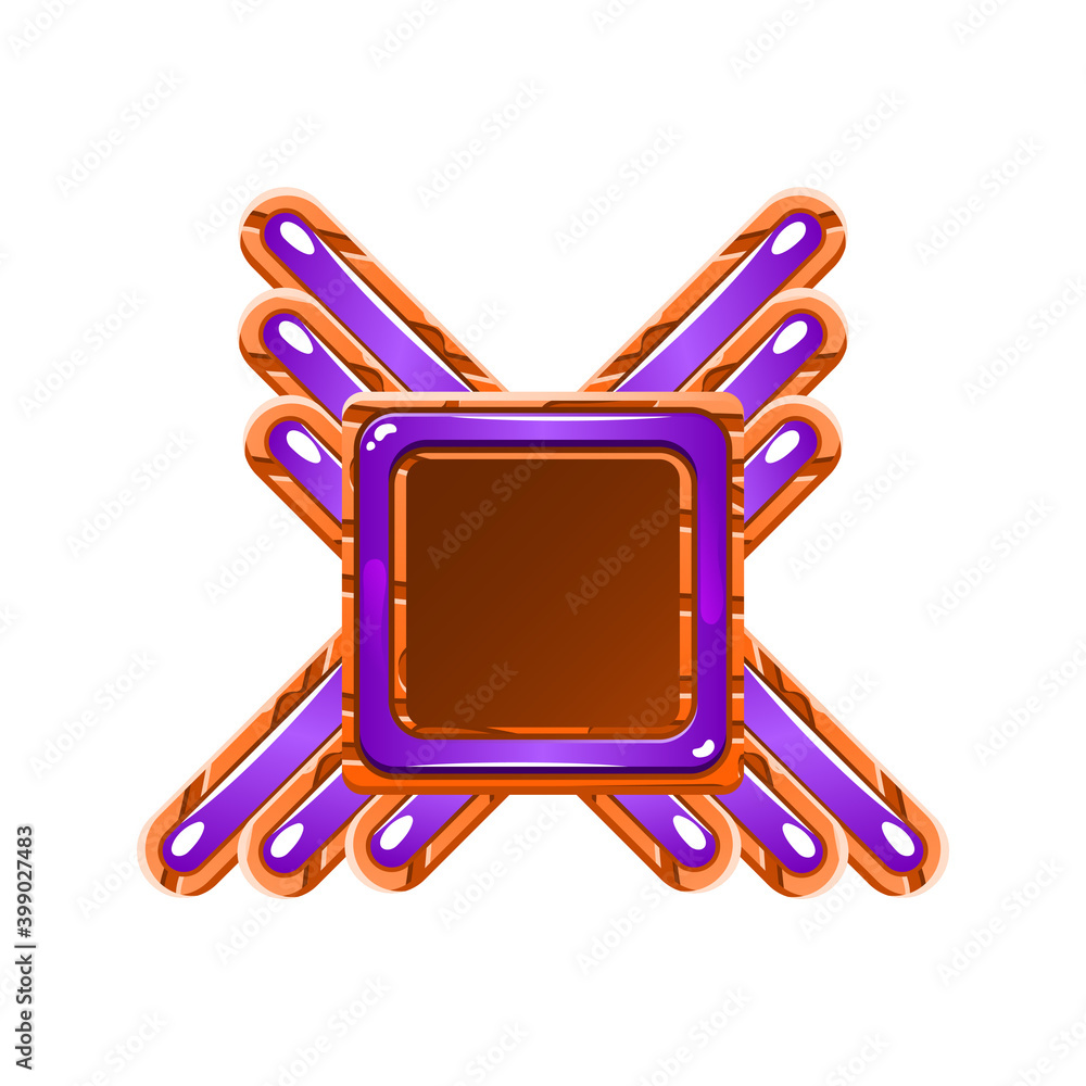 Poster funny gui purple wooden and jelly frame border template for game ui asset elements